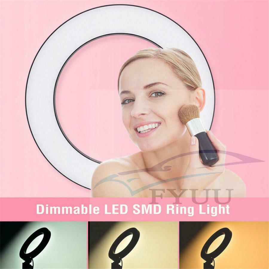 LED Ring Light Lamp Selfie Camera Phone Studio Tripod Stand Photo Video Dimmable