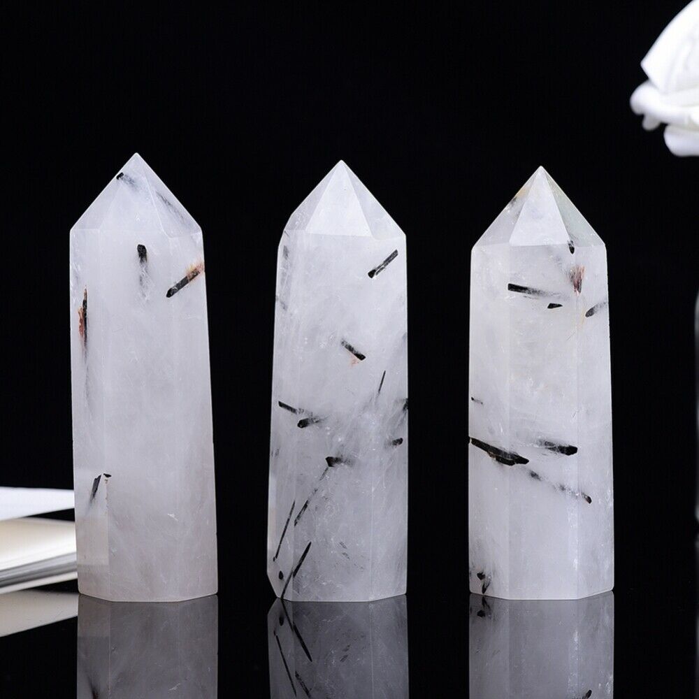 Natural Quartz Obelisk Crystals Tower Point Reiki Healing Hexagonal Wand Gifts