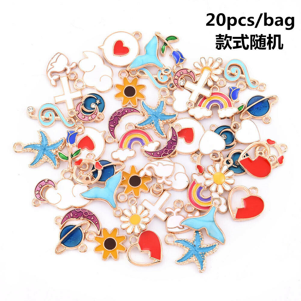 20Pcs/Set DIY Mixed Enamel Random Color Alloy Pendant Charms Jewelry Accessory