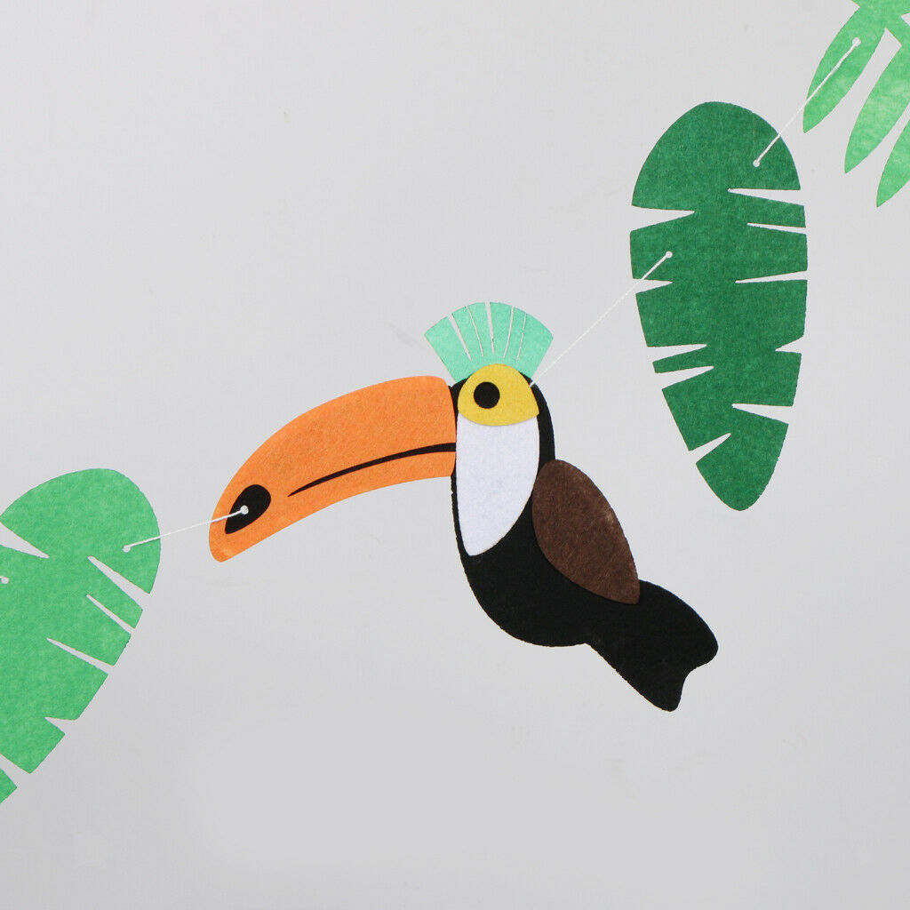 Tropical Leaves Toucan Banner Garland Felt Garland Party Supplier 3 Meters