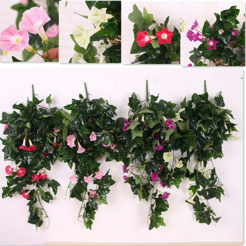 85cm Artificial Silk Flower Hanging Morning Glory Wedding Party Decor Purple