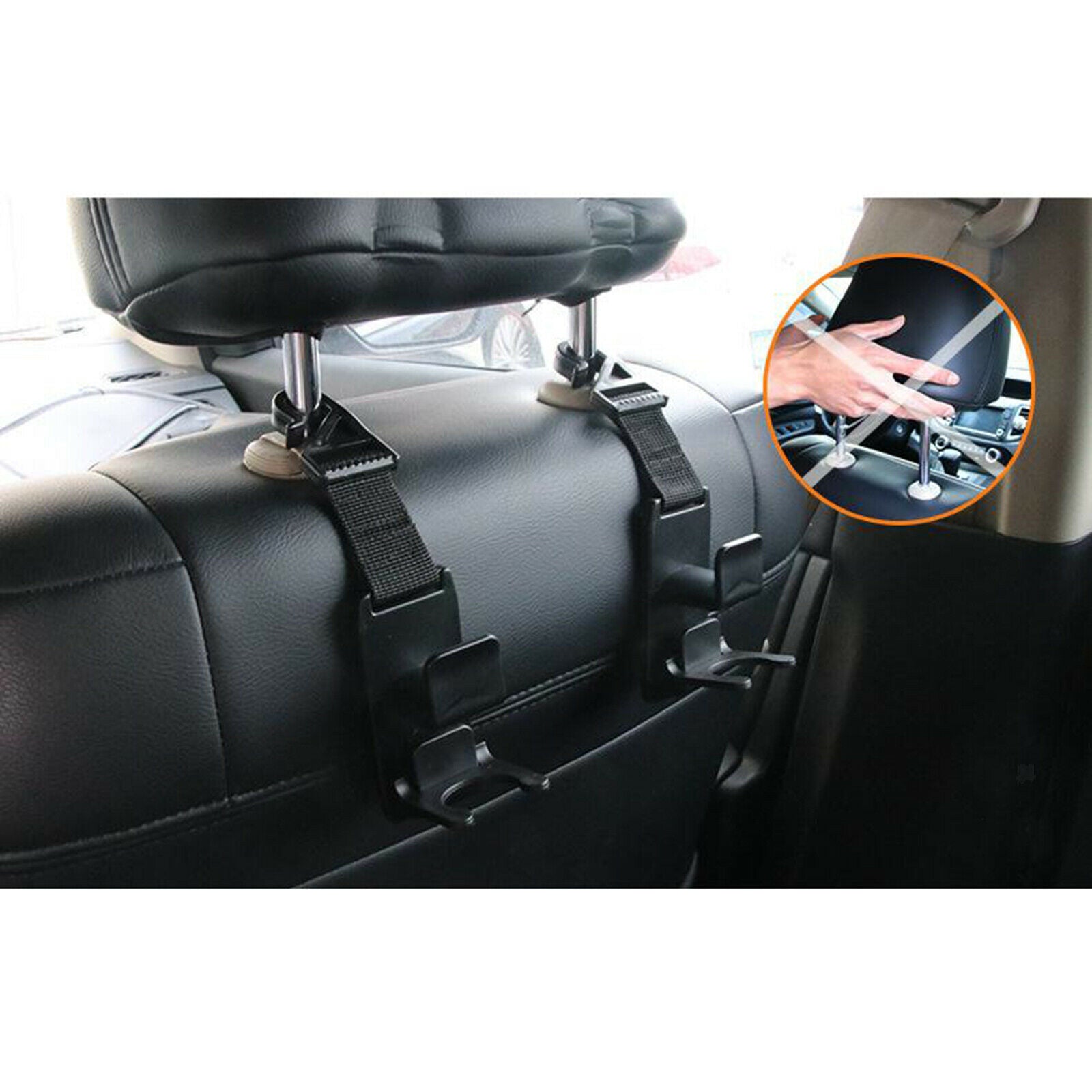 2pcs Black SUV Auto Car Seat Hook Purse Hanging Holder Clip for Grocery Bags