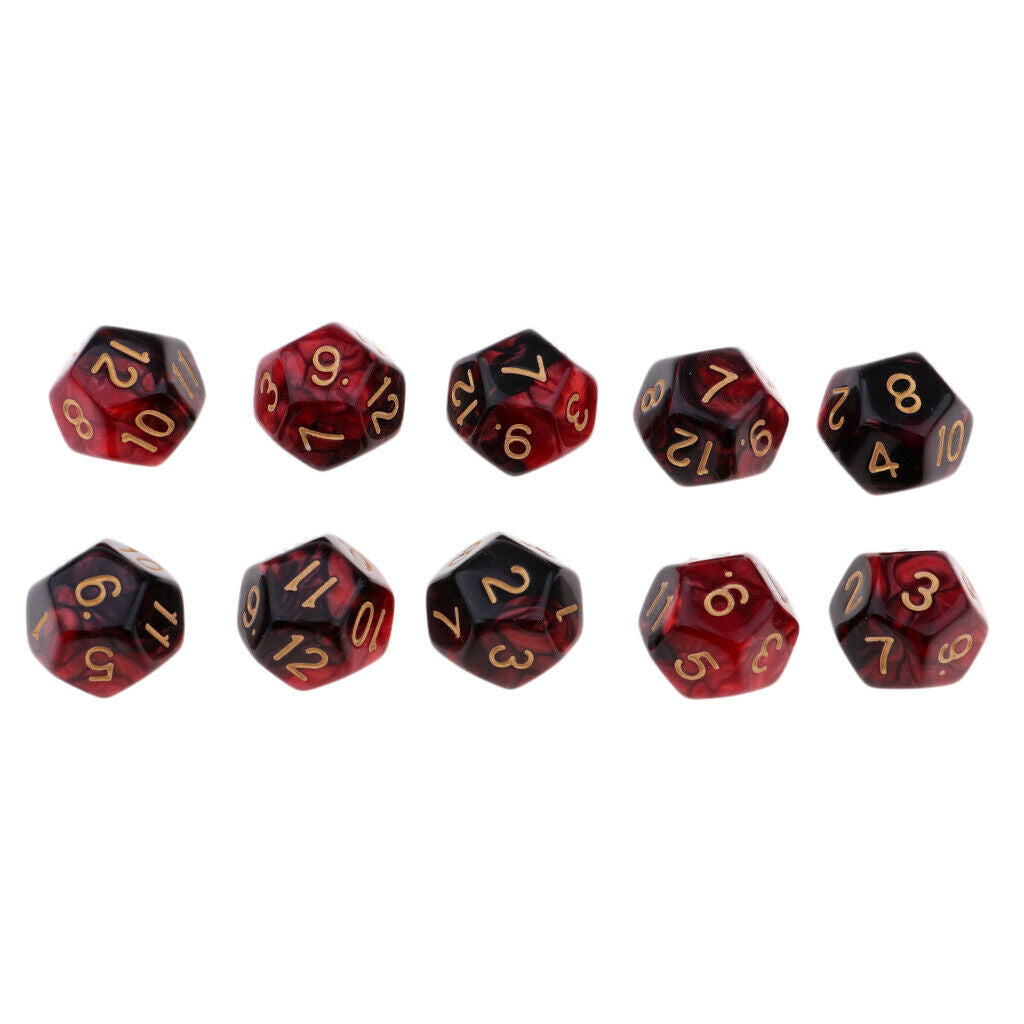 Multi-sided Dice Polyhedron Dice D12 for D&D TRPG Table Game  Black