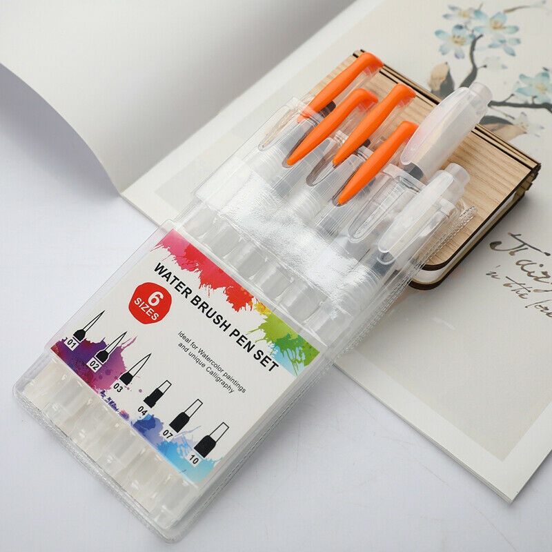 6Pcs Water Color Brush Pencil Portable Paint Brush Soft Watercolor Brush .l8