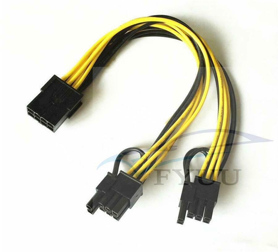 10 pack PCIE 12v 8 pin to Dual 6+2 pin PCI-E Power Cable Splitter 18AWG