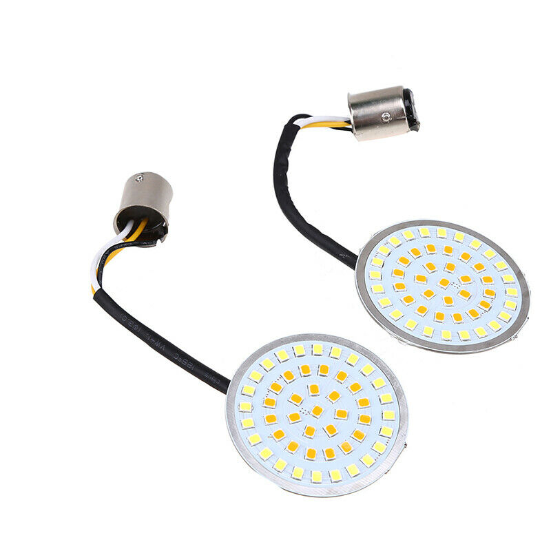 Round Amber White 48LED Turn Signal Inserts Light 12V Universal For Motorcycle