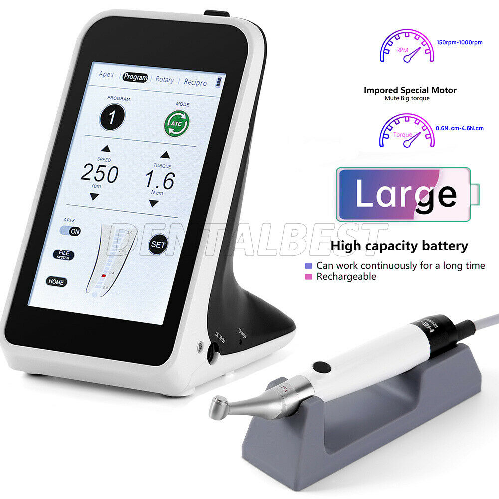 Dental 4.25" Touch Screen Endo Motor 330° rotary contra-angle with Apex Locator