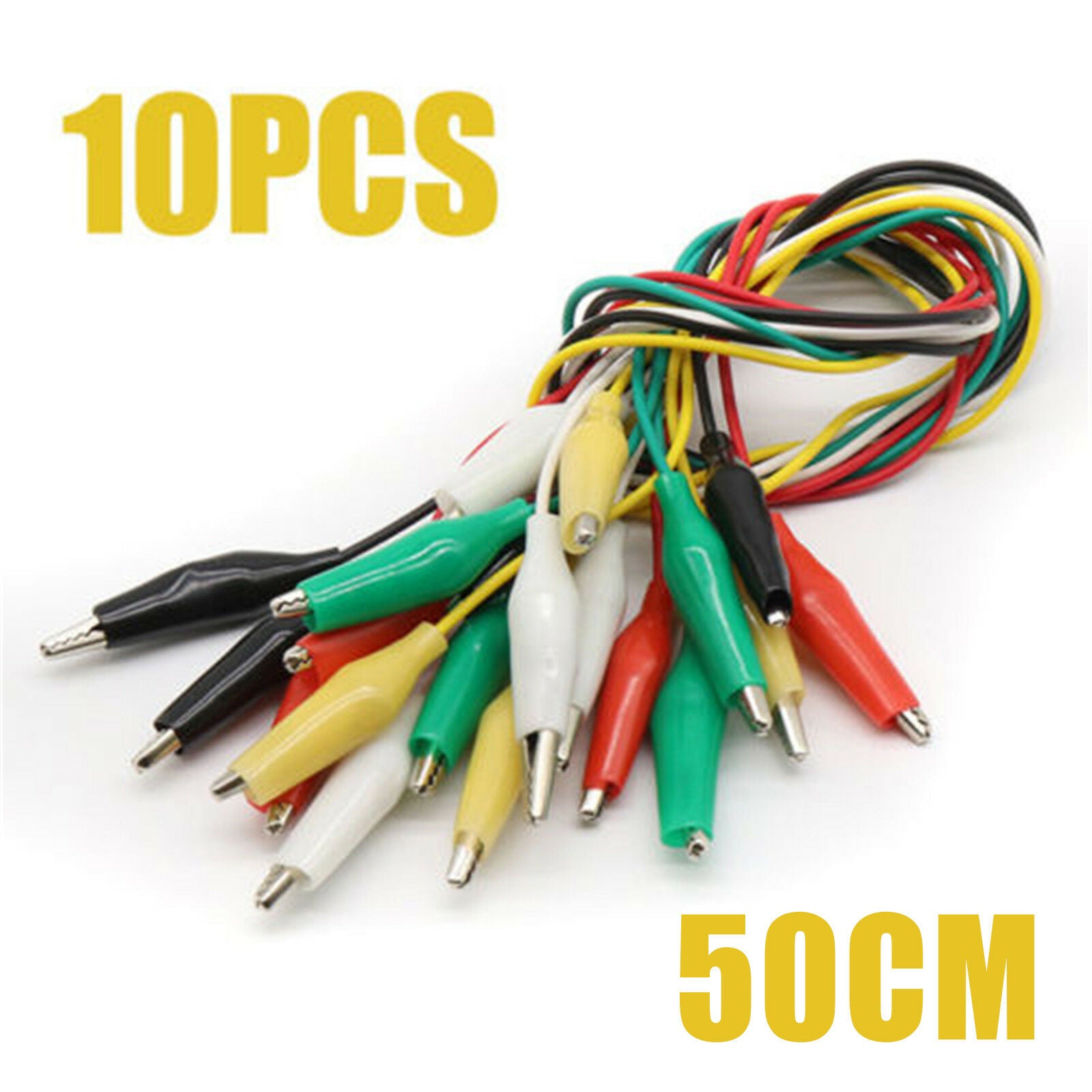 10x 20" Electric Double Ended Alligator Clamp Crocodile Clip Jumper Wire Cable