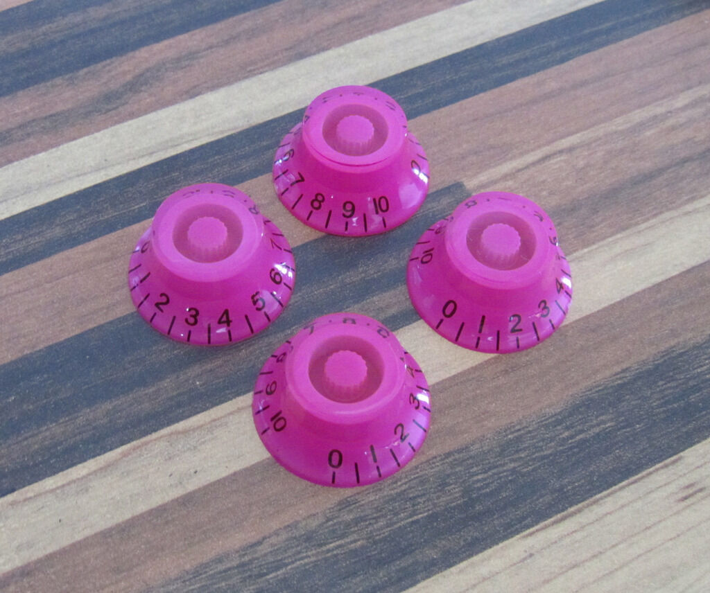 4x Purple w/ Black Number LP Guitar Knob Top Hat Knobs Bell Knobs for Les Paul