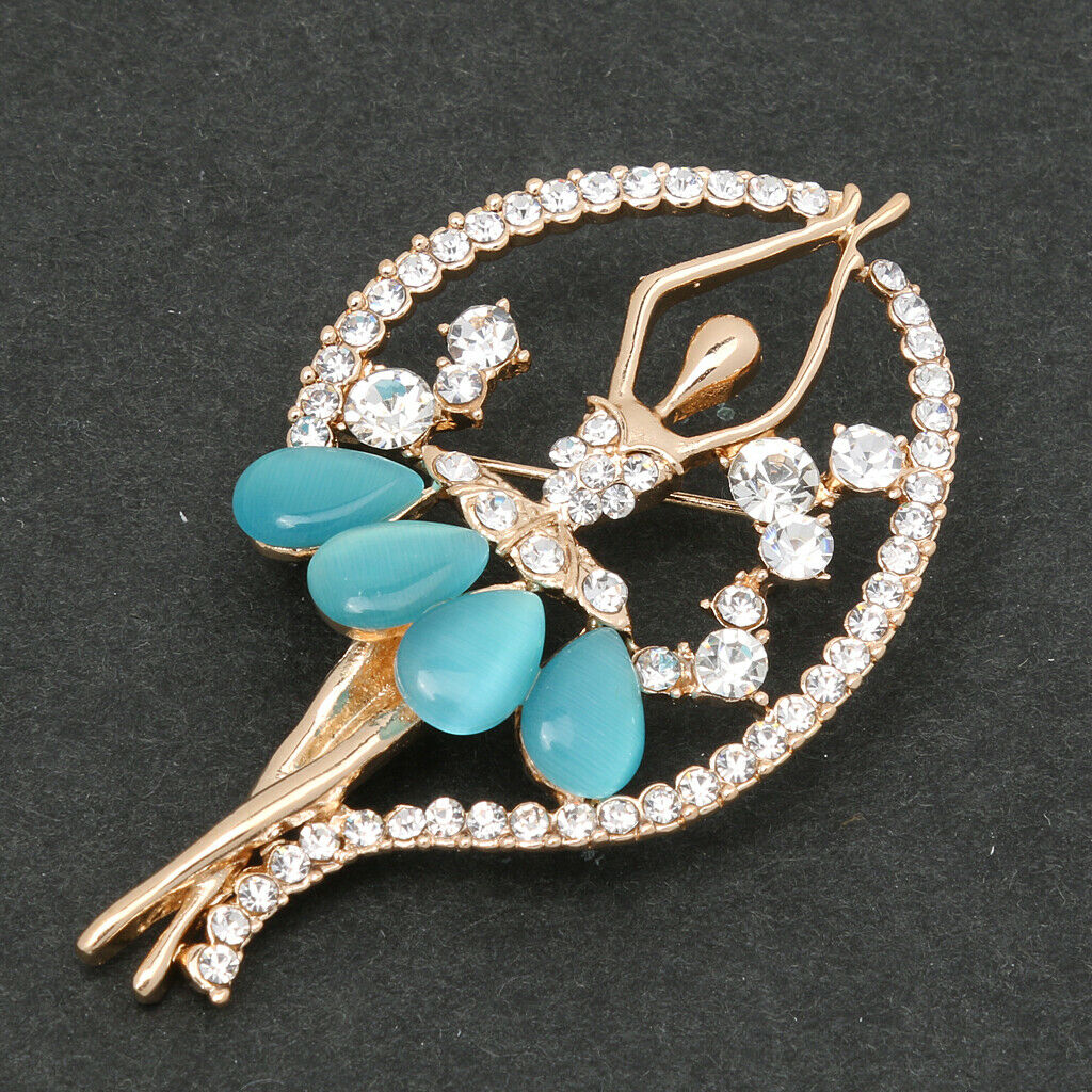 Rhinestone Crystal Ballerina Broach Pin   Wedding Gift Blue