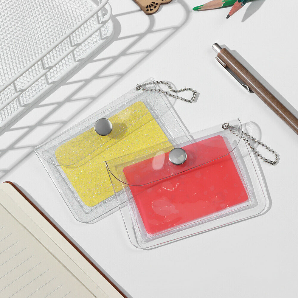 2Pcs Women Girls Bling Transparent PVC Coin Purse Card Pouch Card Bag Wallet