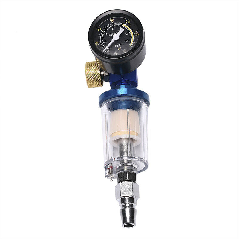 Spray Paint Gun Kit Air Regulator Gauge & In-line Air Oil Water Separator Fil DF
