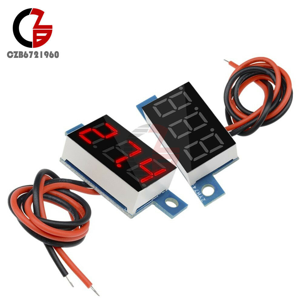 Red 0.36 inch 2 Wire 3 LED 3.3-17V Panel Meter Mini Lithium Battery Voltmeter