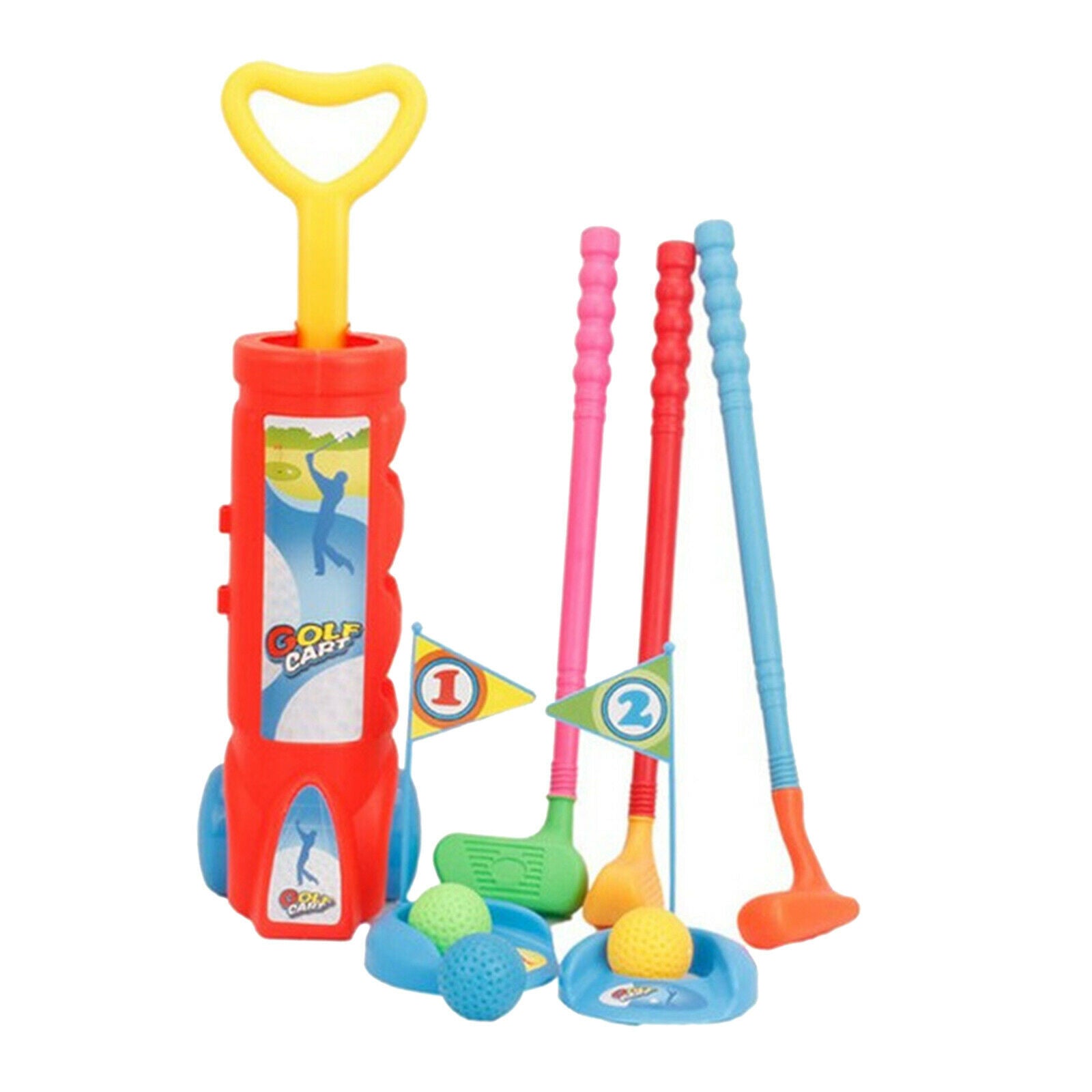 Kids Golfs Set Practice Plastic Mini Putter Club Caddy Balls Sports Game