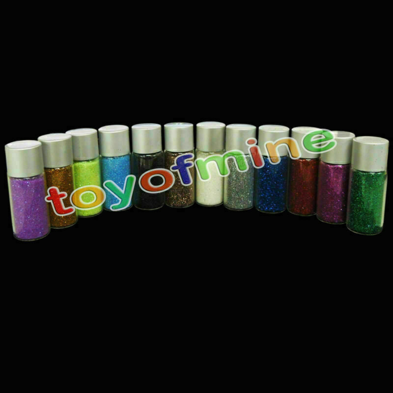 12 glitter decoration nail art powder dust bottle S052