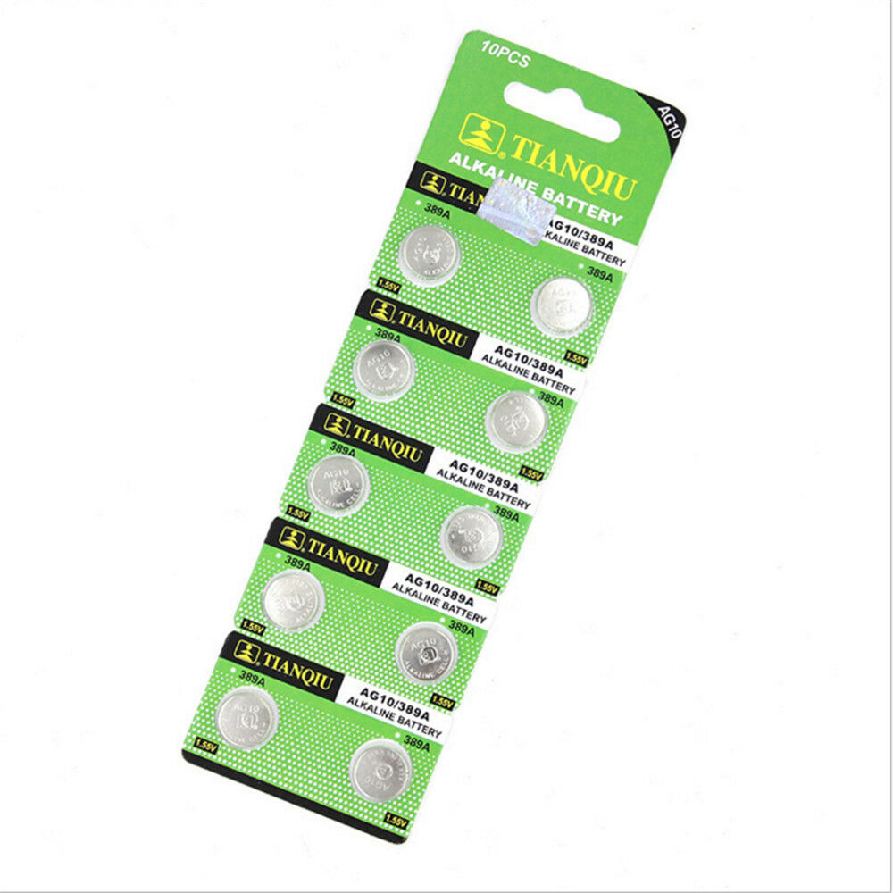 10PCS AG10 LR1130 389 LR54 L1131 189 Button Cell Coin Battery 1.55V Simple