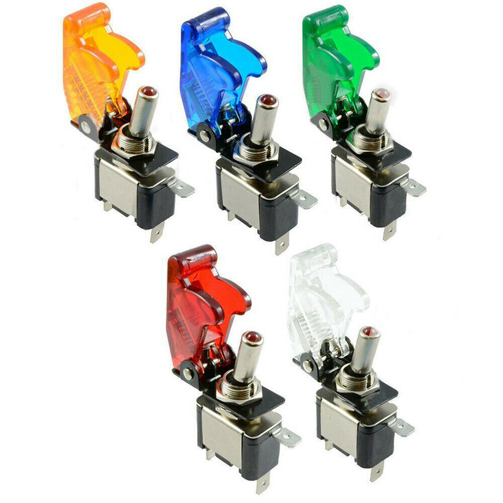 On/Off Toggle Switch LED Light 12V/20A with Missile Cover for Car Boat Truck
