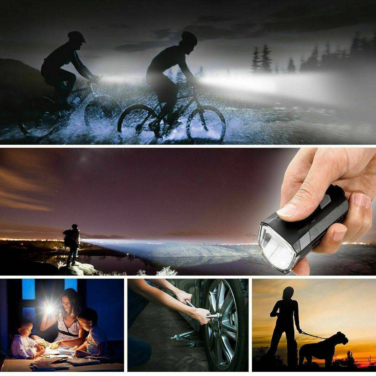 LED USB Rechargeable Bycicle Light Headlamp Headlight Bike Front Lamp w/Cable