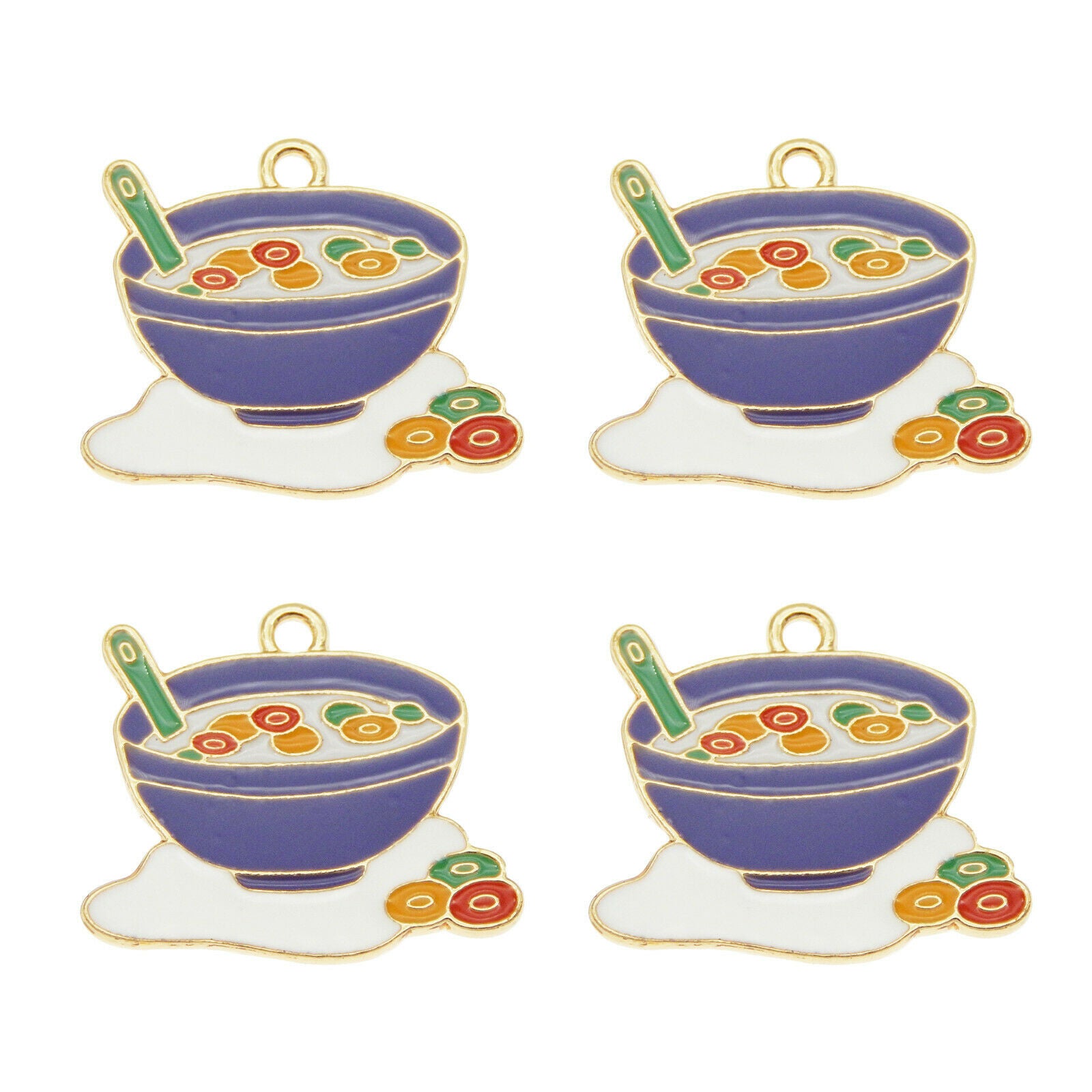 12 pcs Delicious Soup Charm Enamel Pendant Earring Making Alloy Craft 24*21mm