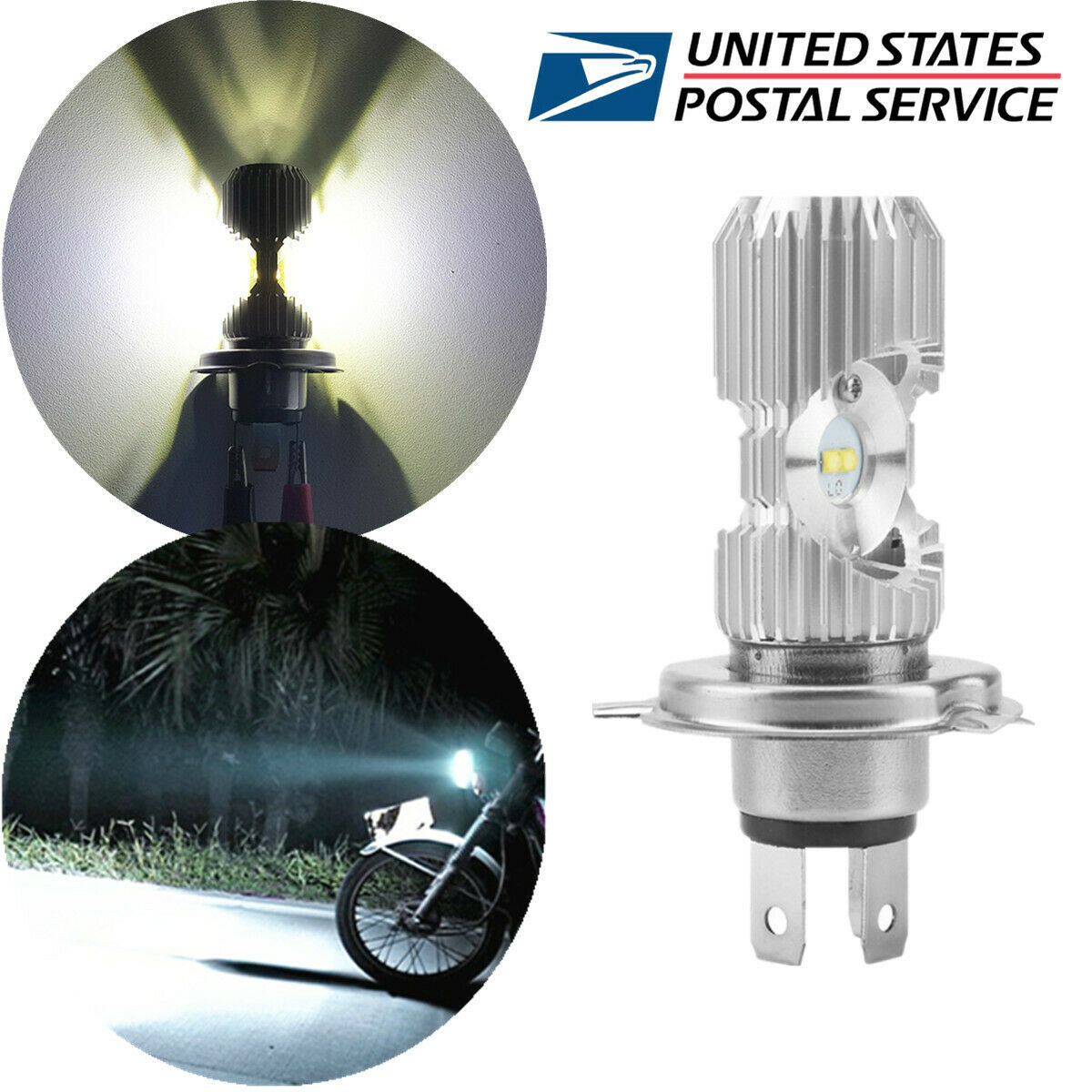 1 Pcs H4 Dual-Side LED White Headlight Hi /Lo Beam 10W+10W Good Heat Dissipation
