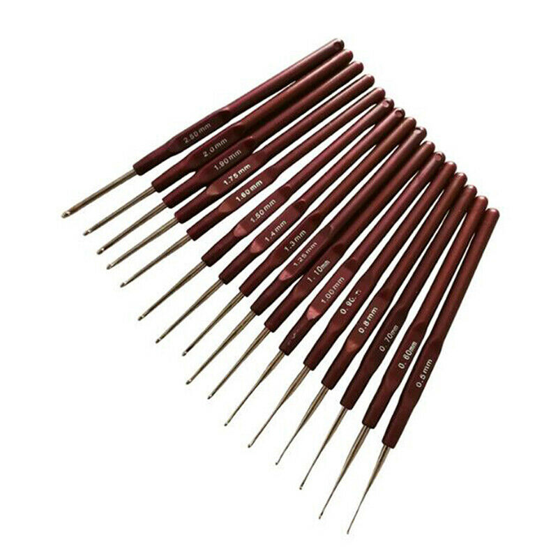 16pcs Plastic Handle Crochet Hooks Handle Knitting Needles Set Crochetin.l8