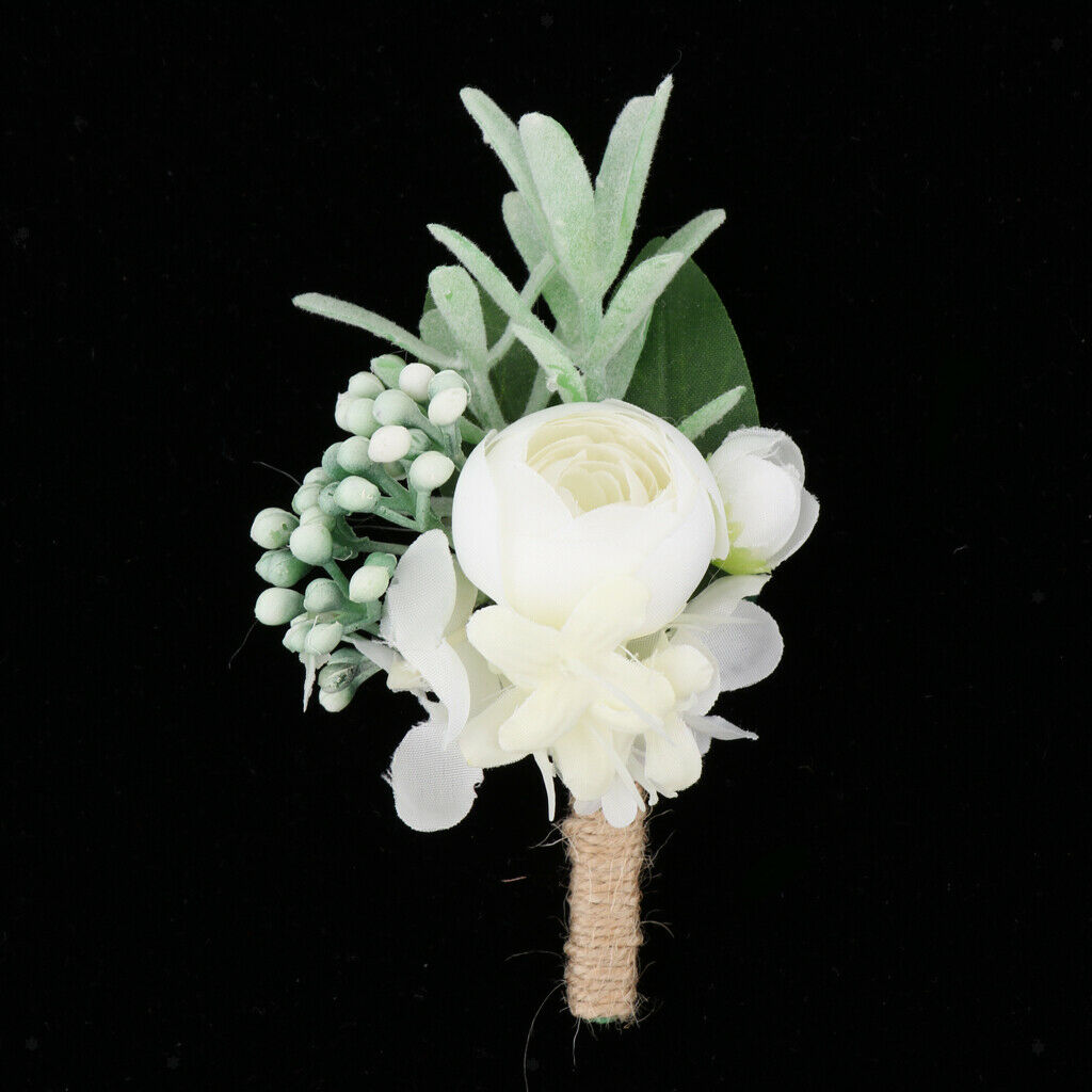 1pcs Boutonnieres w/ Pin Groom Flower Wedding Party Prom Man Suit Decoration