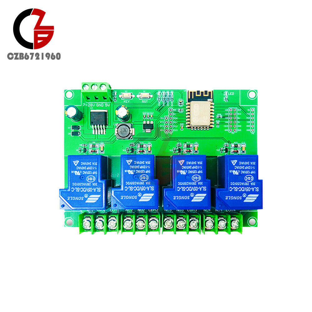 Smart ESP-12F DC 7-28/5V Power Supply Esp8266 Wifi 4Channels 5V/30A Relay Module