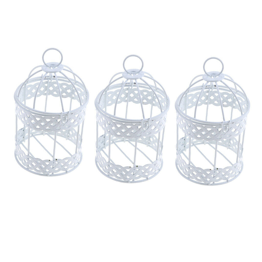 3pcs Bird Cage Shaped Plant Stand Flower Stand Bird Cage Nordic Retro Hanging