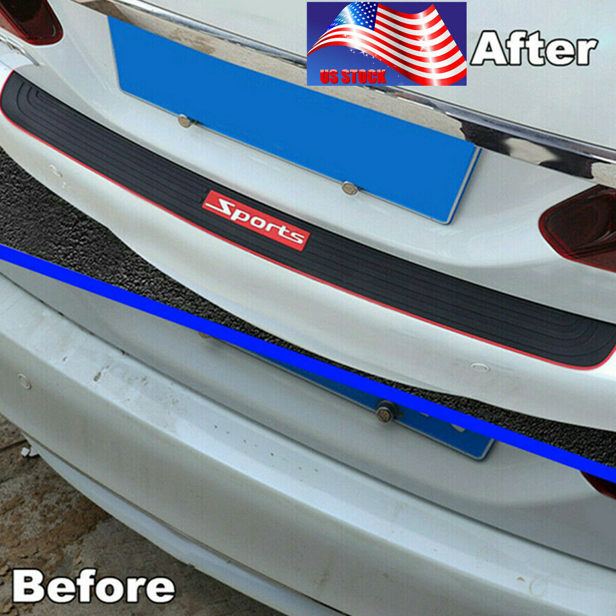 90cm*7.3cm Rubber Sports Car Rear Bumper Guard Scratch Protector Non-slip Cover