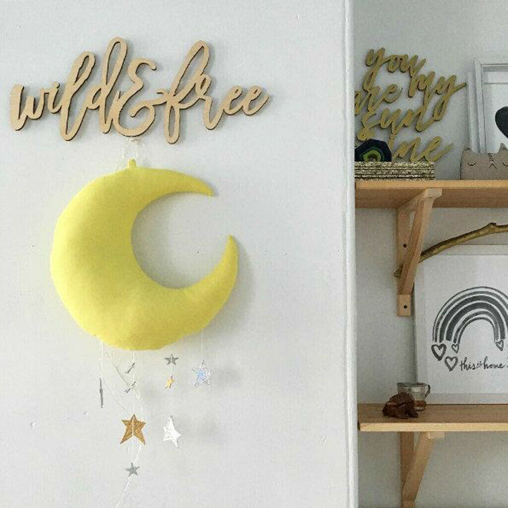 Moon And Stars Shape Decoration Baby Crib Pendant Decor Boy Girl Room - Yellow