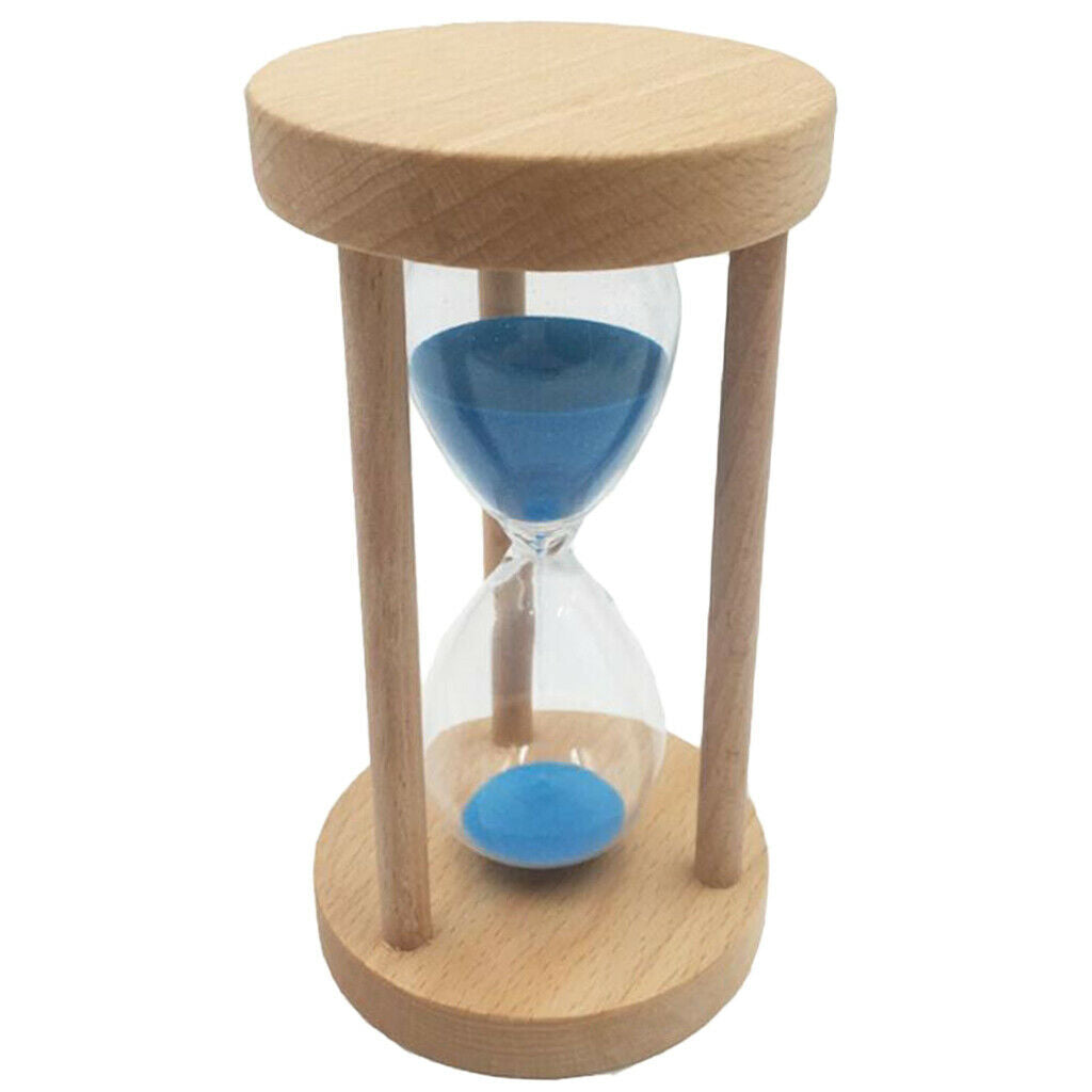 Wooden Frame Sand Timer with Blue Sand Hourglass for Kids Home Decor 6min