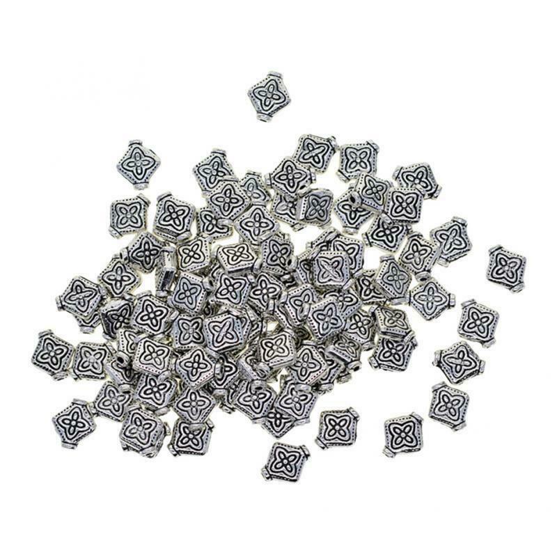 100 Pieces Metal Flower Craved Beads Loose for Jewelry Findings Crafts