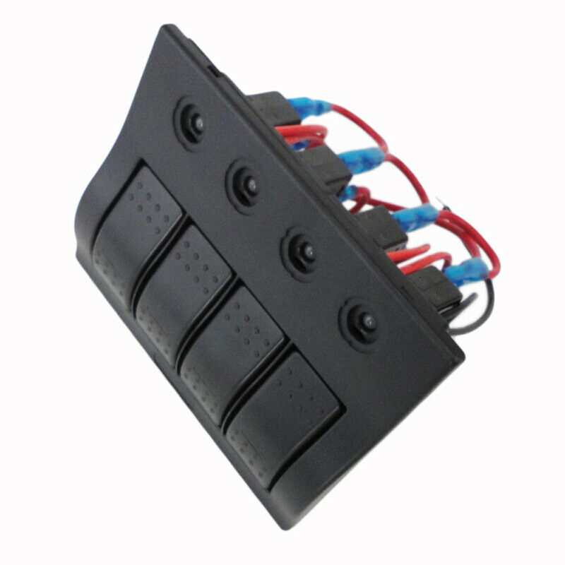 Boat RV Marine Switch Panel 4 Gang LED Rocker Switch with Circuit Breakers Kit