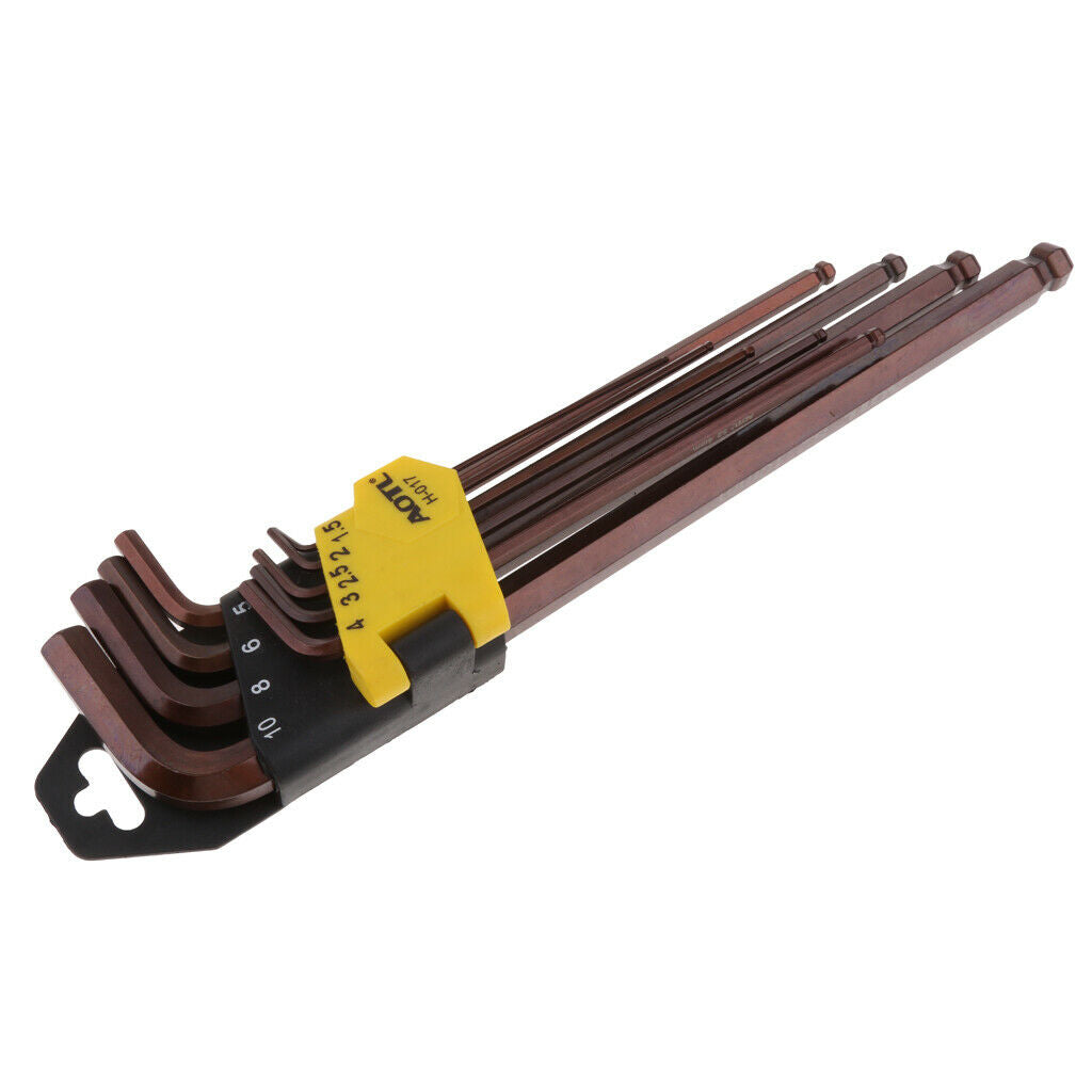 9Pcs Long Arm Metric Ball End Hex Key Wrench Set Hexagon Wrench / L-Wrench