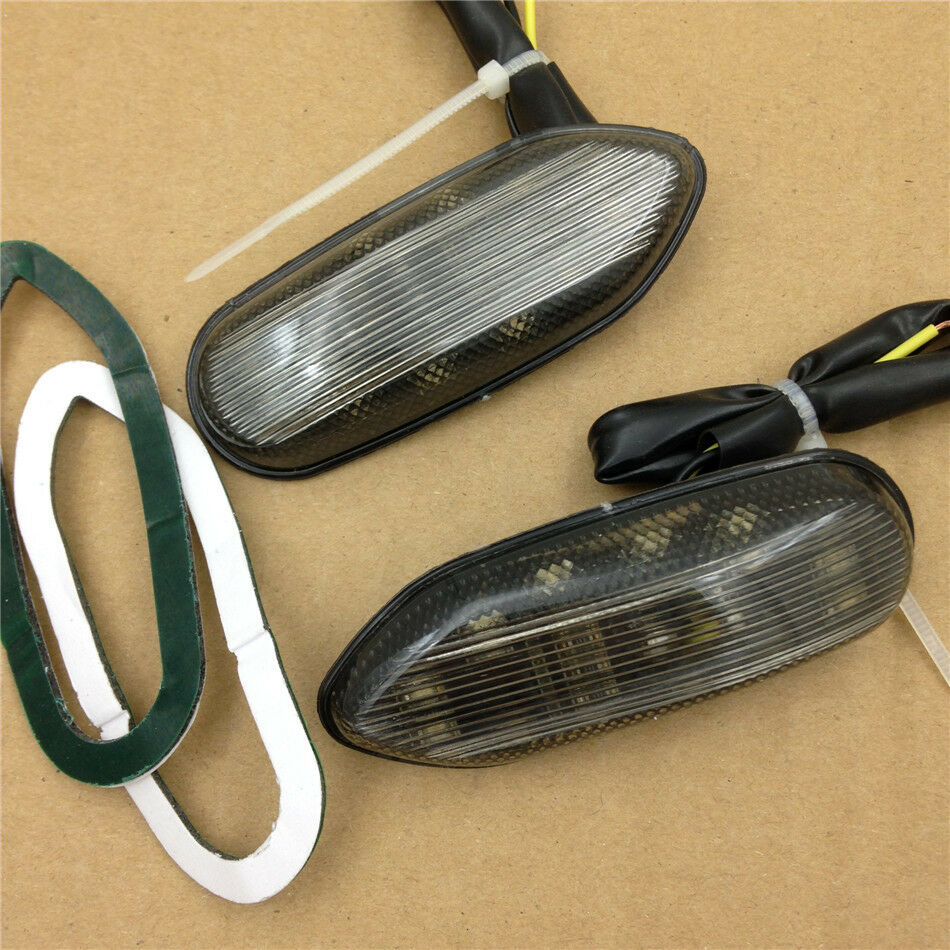 Smoke Turn Signals Mirror block off LED Lights For SUZUKI GSXR 600 750 1000