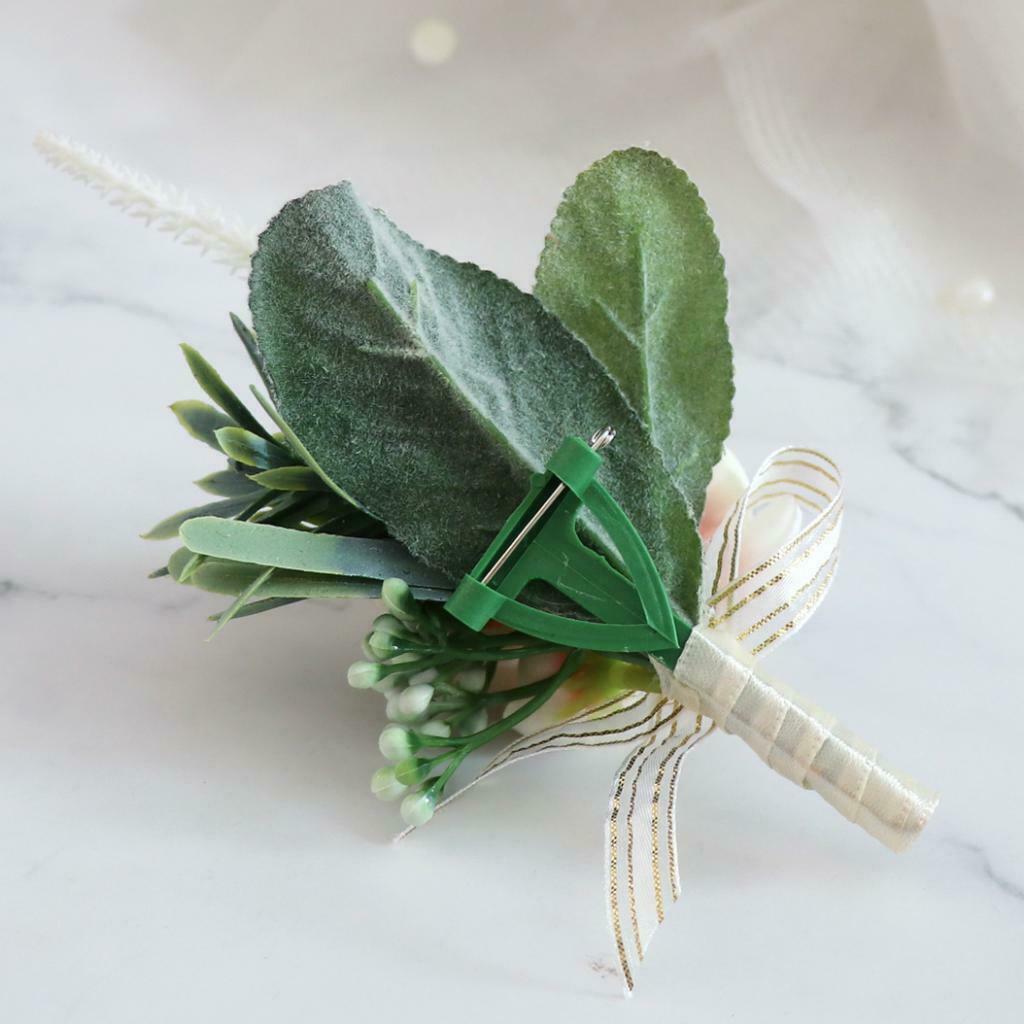 Artificial Tea Flower Boutonniere Wedding Party Corsage Wrist Flower Brooch