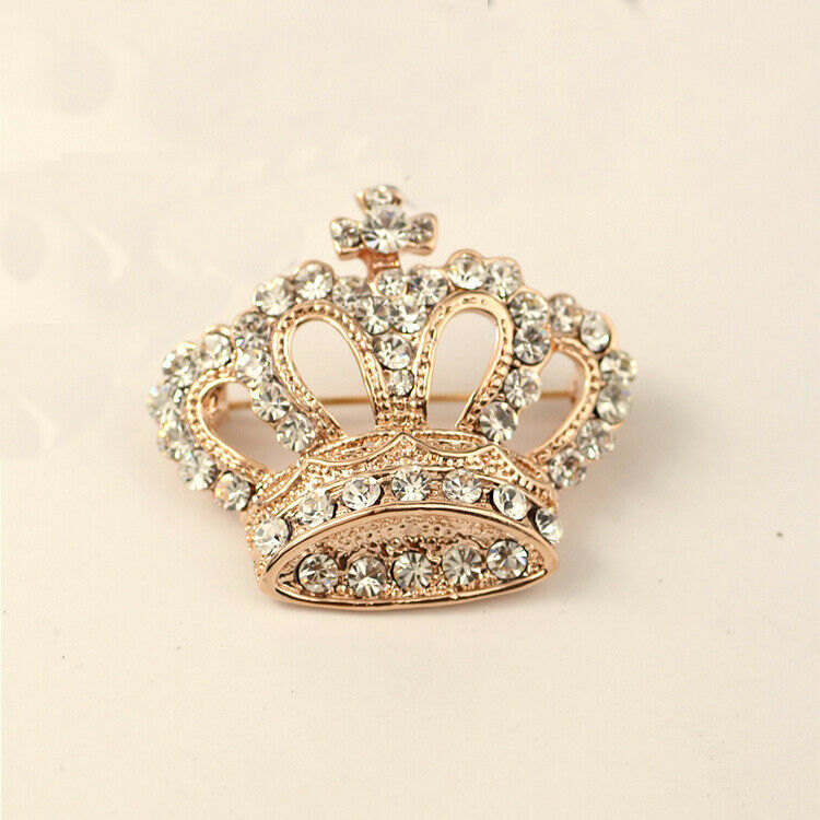 Unisex Shiny Crystal Rhinestone Crown Brooch Pin Wedding Favor Xmas Gift