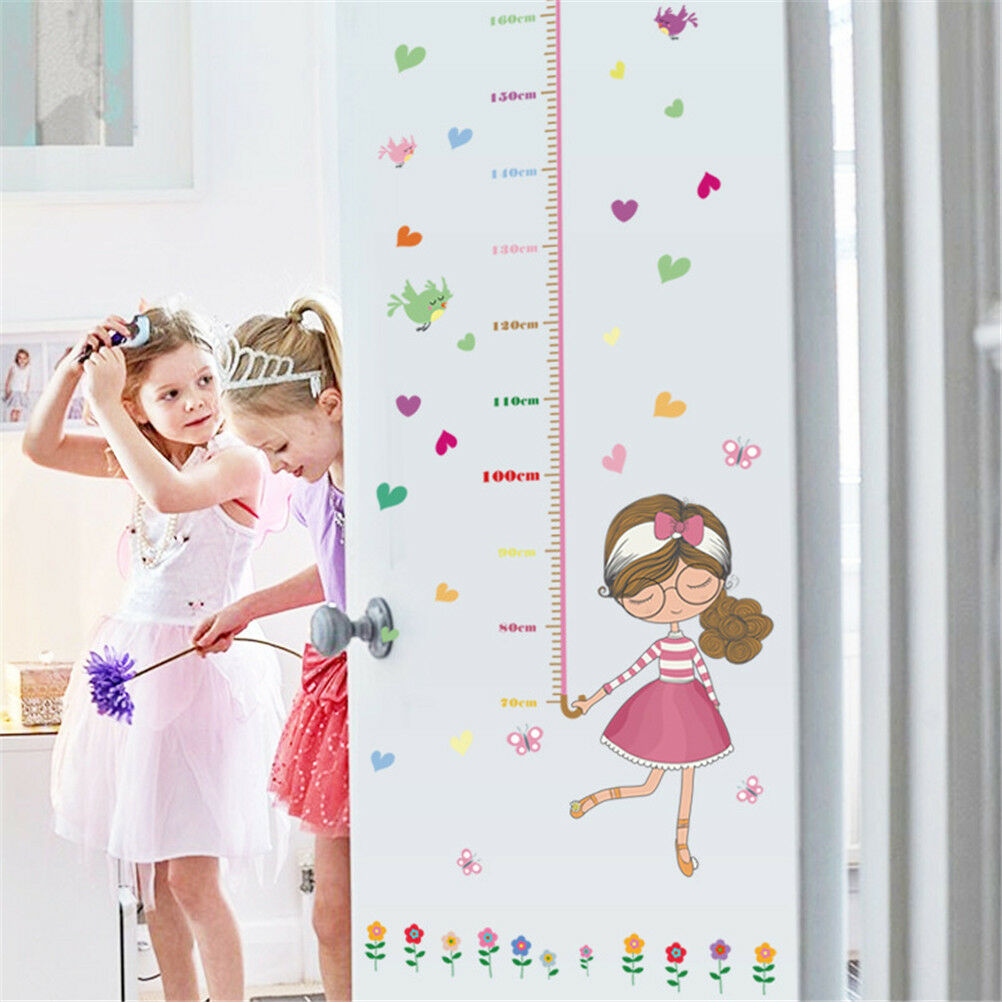 girl umbrella measure height wall stickers pvc mural kids room decor  DDB Re