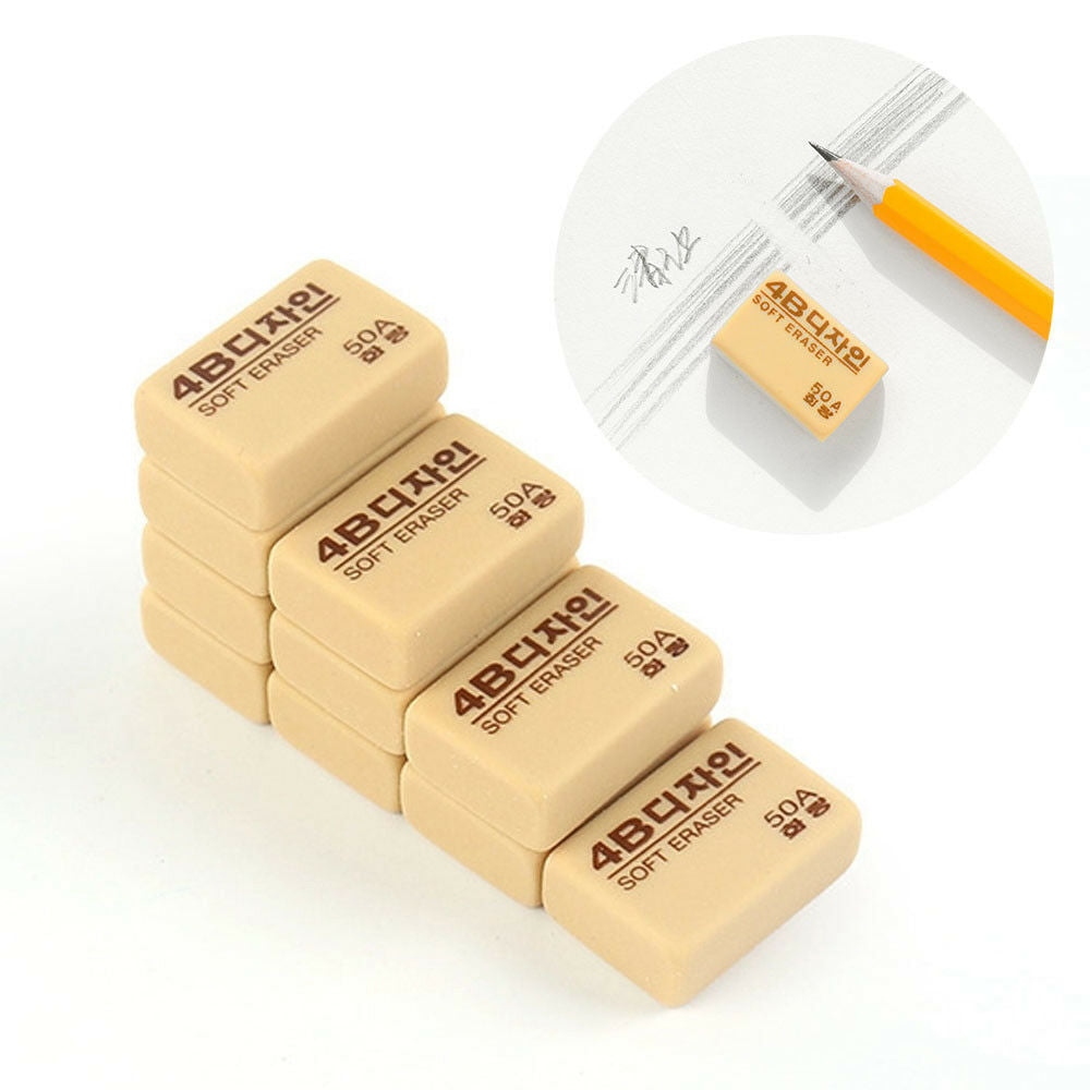 10Pcs 4B Rubber Pencil Eraser Art Sketch Drawing Stationery School Office Supply