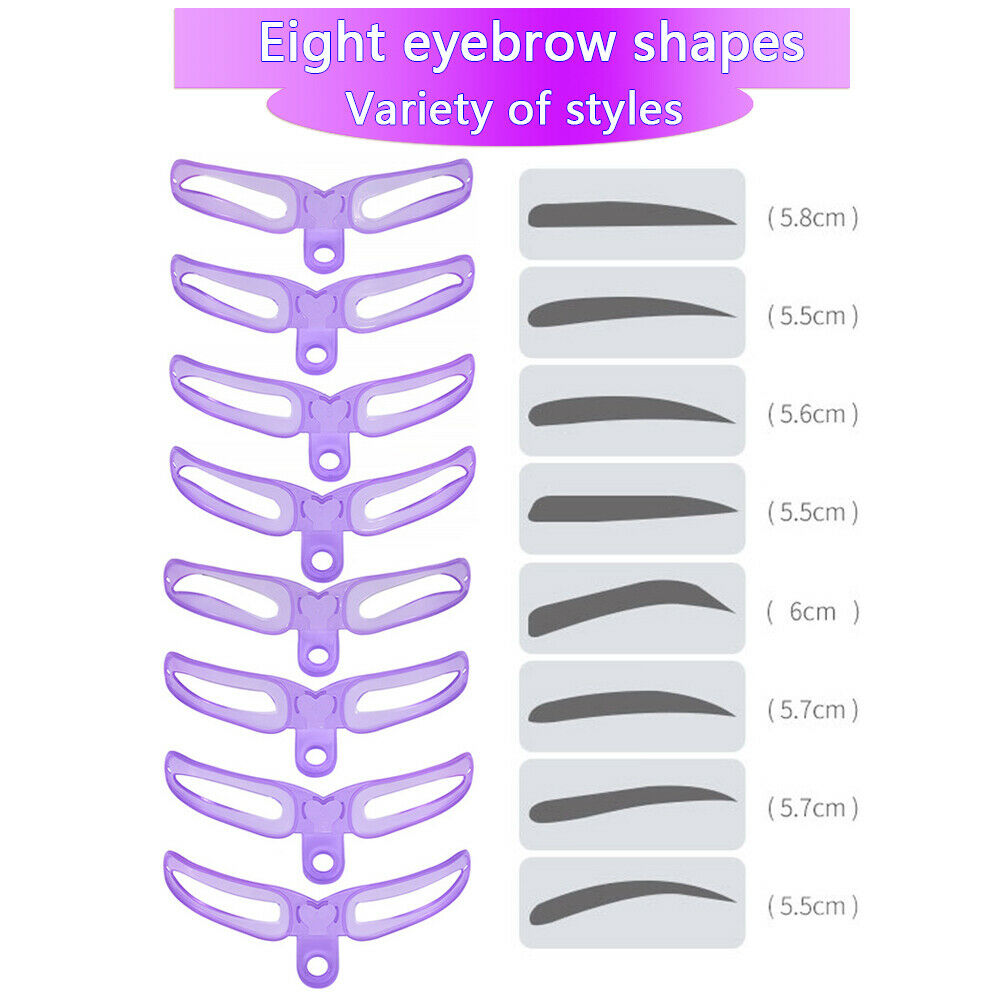 8 Pairs Eyebrow Grooming Stencil Set Template Women Makeup Shaping Shaper DIY HS