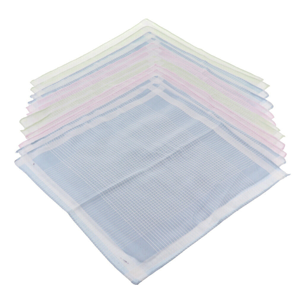 12pcs Men Women Classic Plaid Cotton Pocket Handkerchief Pocket Square Hanky