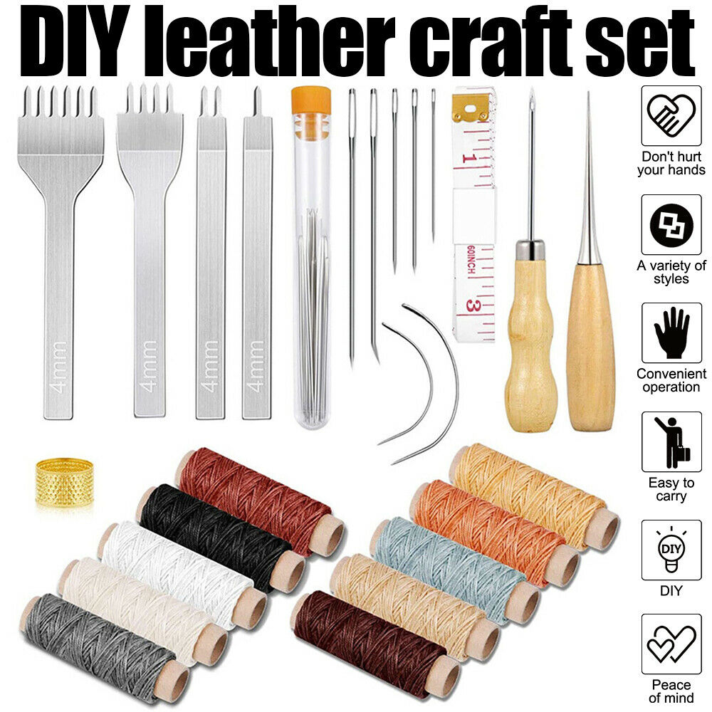 35x Leather Sewing Tools Stitching Pouch Hand Carving Work Saddle Leather Craft