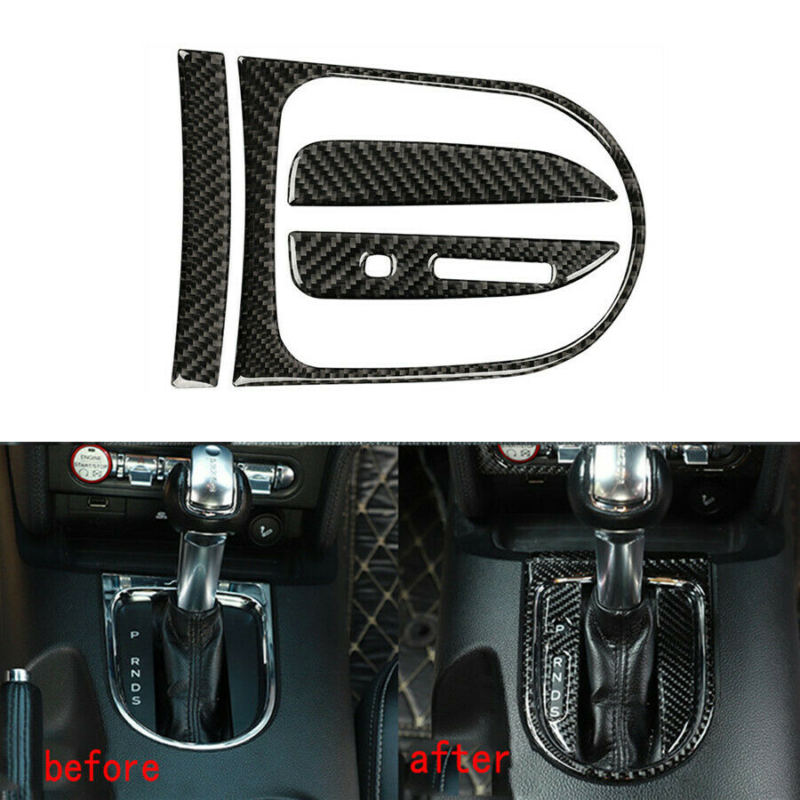Black Carbon Fiber Look Interior Gear Shift  Panel Trim For 2015-19 Ford Mustang