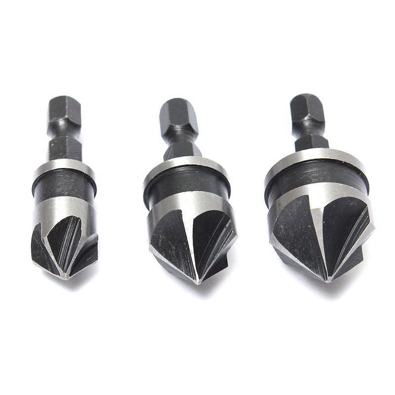 3 X Hex Countersink Bore Boring Set for Wood Metal Quick Change Drill Bit^qk SJ