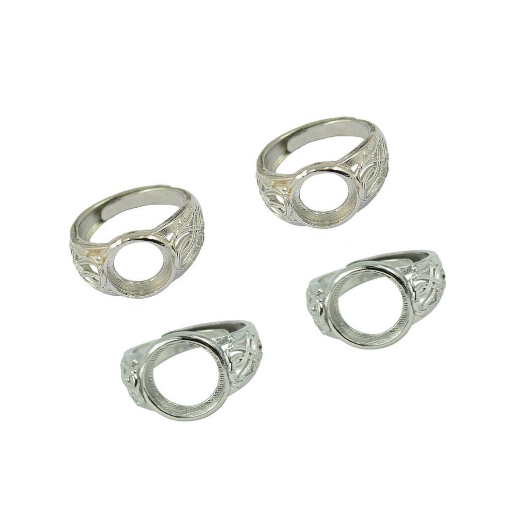 4pcs Brass Ring Blanks Cabochon Settings Ring Findings Round DIY 10/12mm