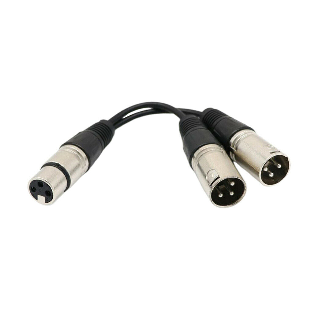 6" XLR 3 Pin FEMALE  To 2 Dual MALE Plug Y SPLITTER Mic PA DJ Cable