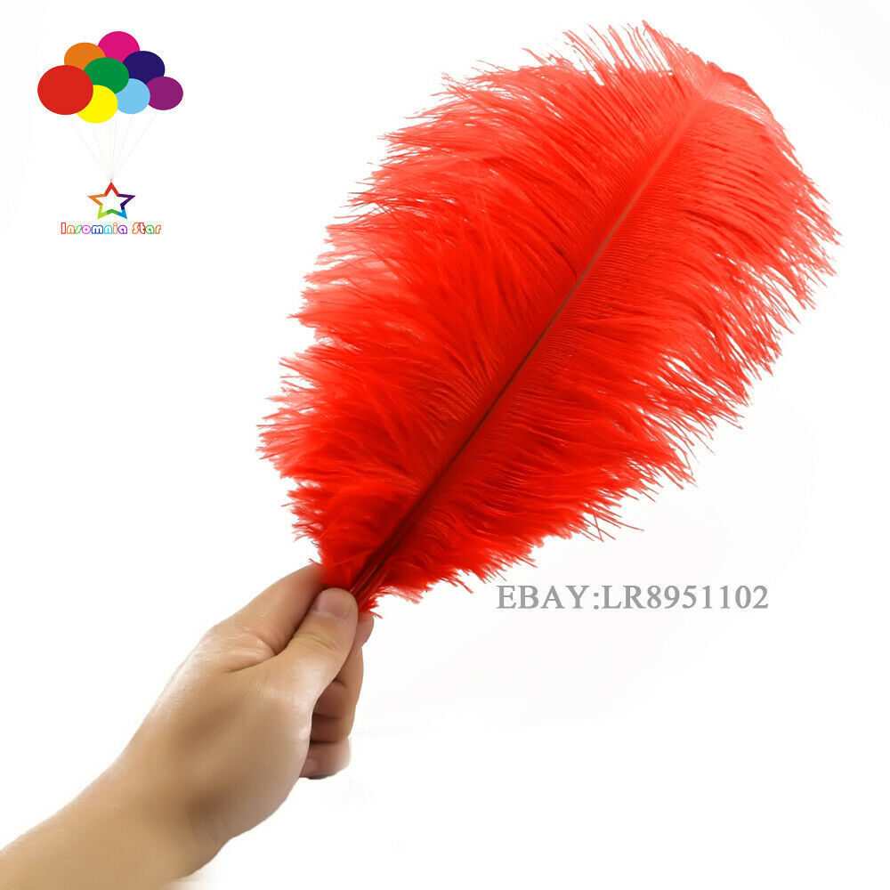 Red 100pcs 6-8 inches ostrich feather for wedding table centerpiece decoration