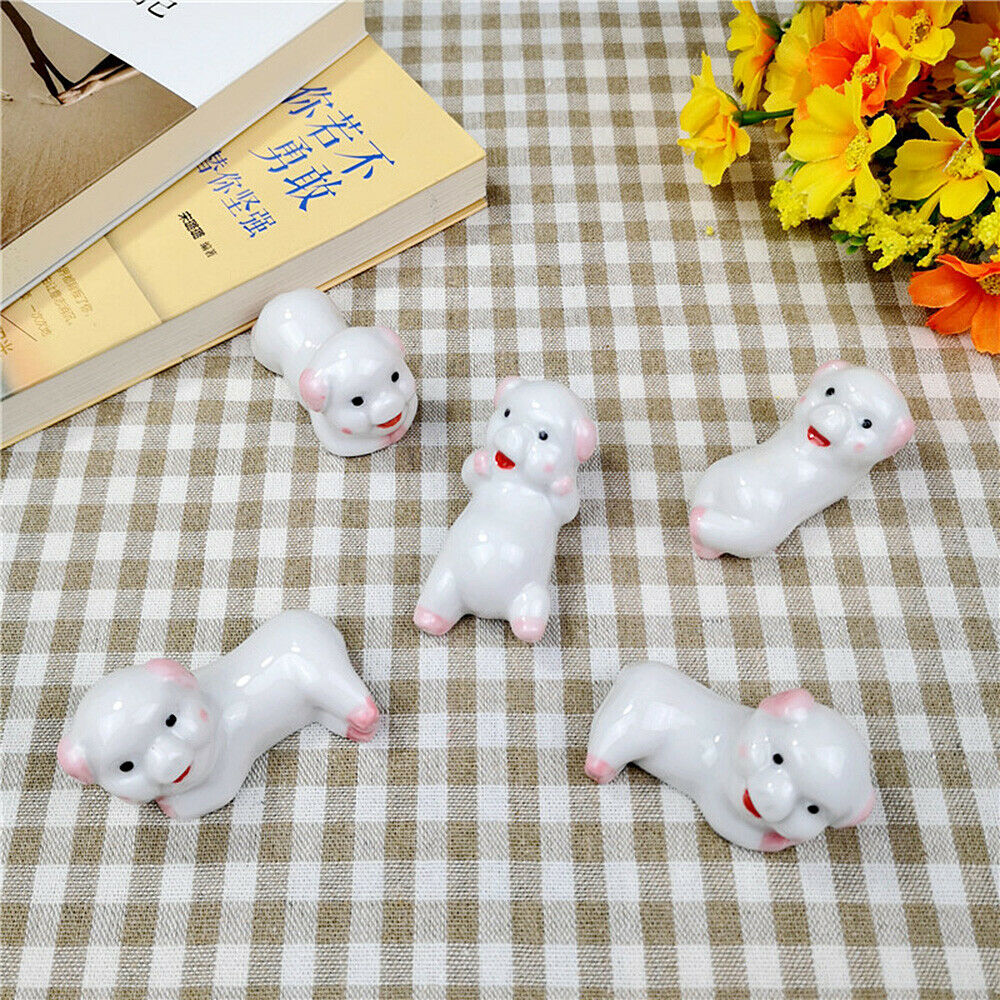 5x Ceramic Cute Small Pig Chopstick Holder Rest Stand Dining Table Decor Cutlery