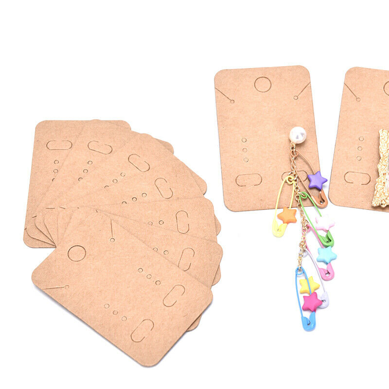 100x  Earrings Necklace Holder Display Cards Jewelry Display Kraft Cards LabBDA