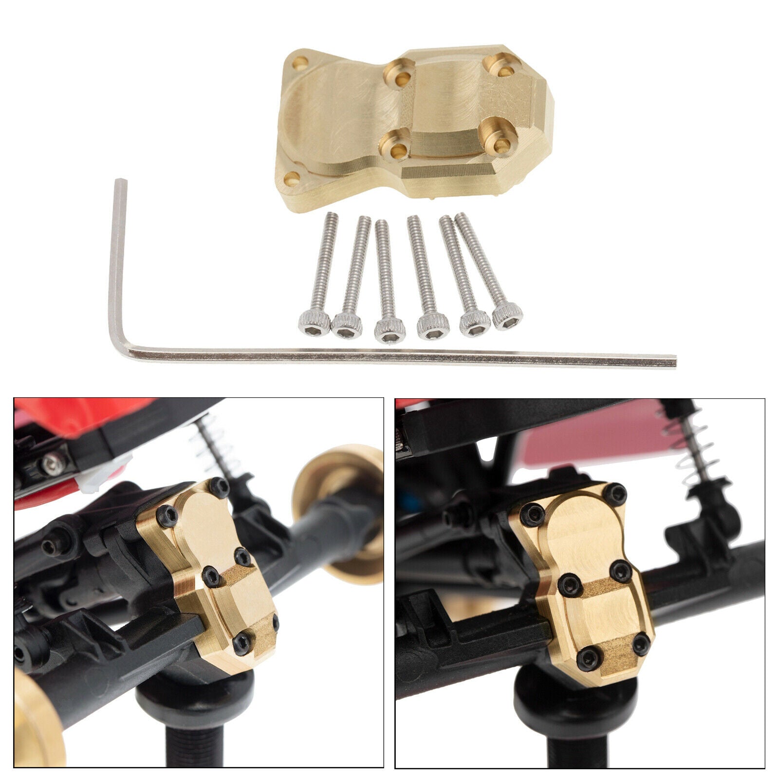 Brass Rear Axle Diff Cover for Axial SCX24 AXI90081 AXI00001 1:24 RC Car